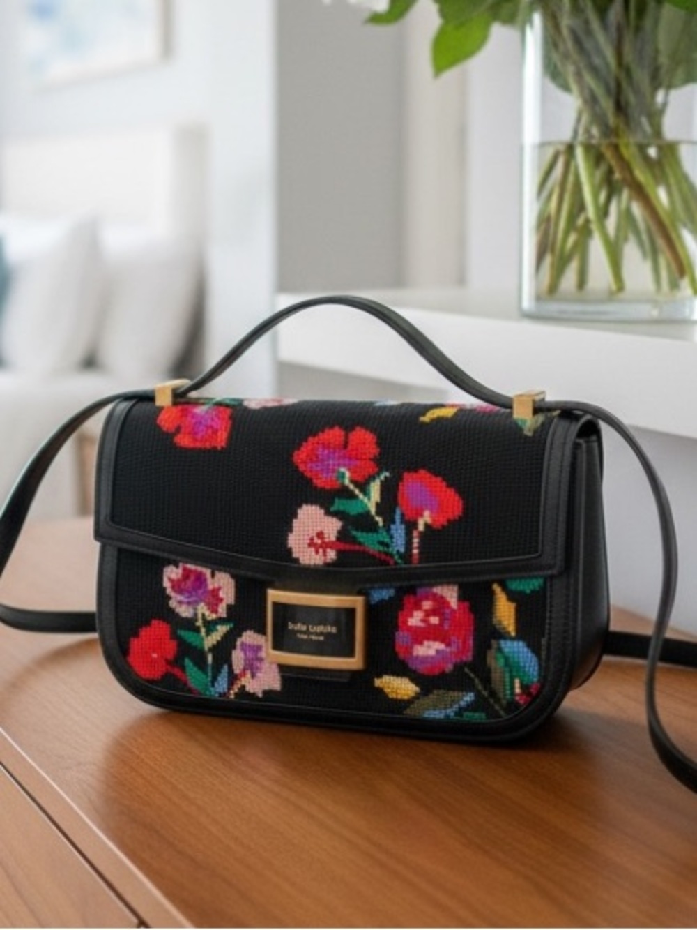 kate spade Katy Autumn Floral Needlepoint Med Convertible Shoulder Bag